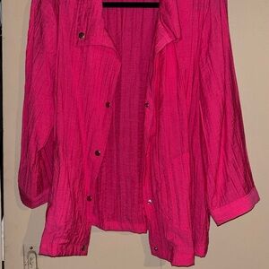 Chico's Vibrant Hot Pink Button-Front Lightweight Jacket